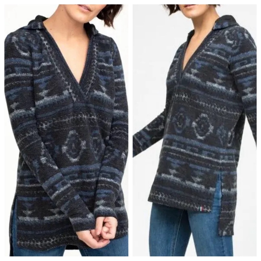 SOL Angeles Aztec fleece hooded pullover sweatshirt